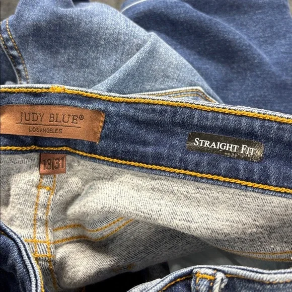 JUDY BLUE HIGH WAIST CONTRAST WASH THERMAL STRAIGHT - MEDIUM DARK jeans - Picture 5 of 9